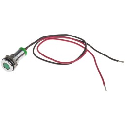 1 pcs - RS PRO Green Panel Mount Indicator, 2V dc, 8mm Mounting Hole Size, Lead Wires Termination, IP67