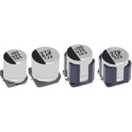 10 pcs - Panasonic 150μF Conductive Polymer Hybrid Aluminium Electrolytic Capacitor 25V dc, Surface Mount - EEHZF1E151P