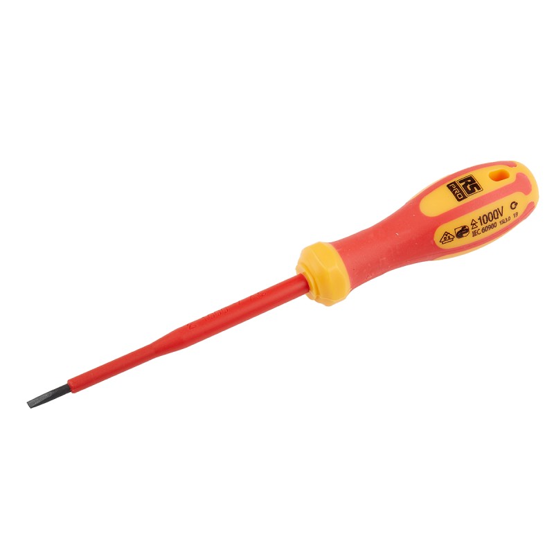 1 pcs - RS PRO Slotted Insulated Screwdriver, 3 x 0.5 mm Tip, 100 mm Blade, VDE/1000V, 190 mm Overall