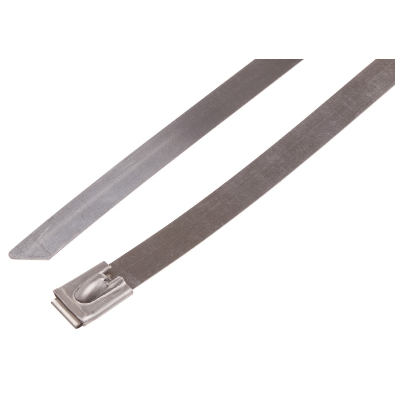 1 Bag of 100 - RS PRO Cable Tie, Roller Ball, 920mm x 12 mm, Metallic 316 Stainless Steel, Pk-100