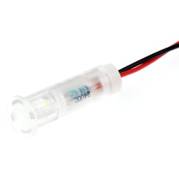1 pcs - Apem White Panel Mount Indicator, 24V dc, 8mm Mounting Hole Size, Lead Wires Termination