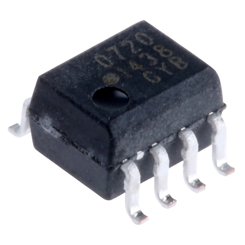 1 pcs - Broadcom, HCPL-0720-000E DC Input Transistor Output Optocoupler, Surface Mount, 8-Pin SOIC