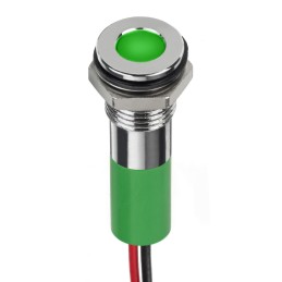 1 pcs - RS PRO Green Panel Mount Indicator, 2V dc, 8mm Mounting Hole Size, Lead Wires Termination, IP67