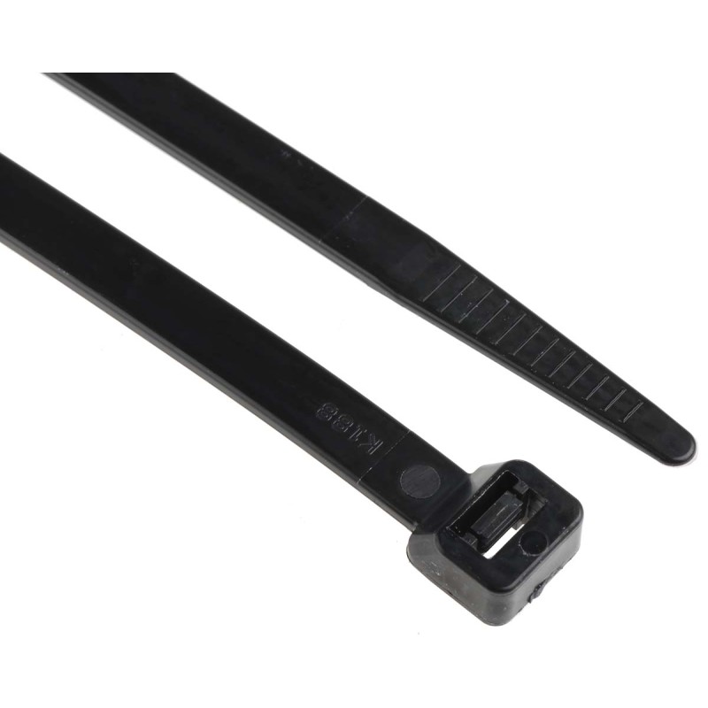 1 Bag of 1000 - RS PRO Cable Tie, 380mm x 7.6 mm, Black Nylon, Pk-1000