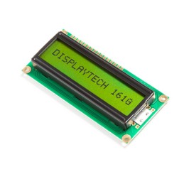 1 pcs - Displaytech 161G BC BW 161G Alphanumeric LCD Display, Yellow-Green on, 1 Row by 16 Characters, Transflective