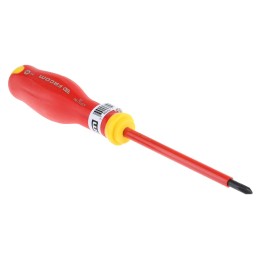 1 pcs - Facom Phillips Insulated Screwdriver, PH1 Tip, 100 mm Blade, VDE/1000V, 210 mm Overall