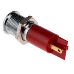 1 pcs - RS PRO Red Panel Mount Indicator, 12V dc, 14mm Mounting Hole Size, Solder Tab Termination