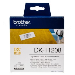 1 Box of 400 - Brother White Black Print Label Roll, 90mm Width, 38mm Height, 400Per Roll Qty