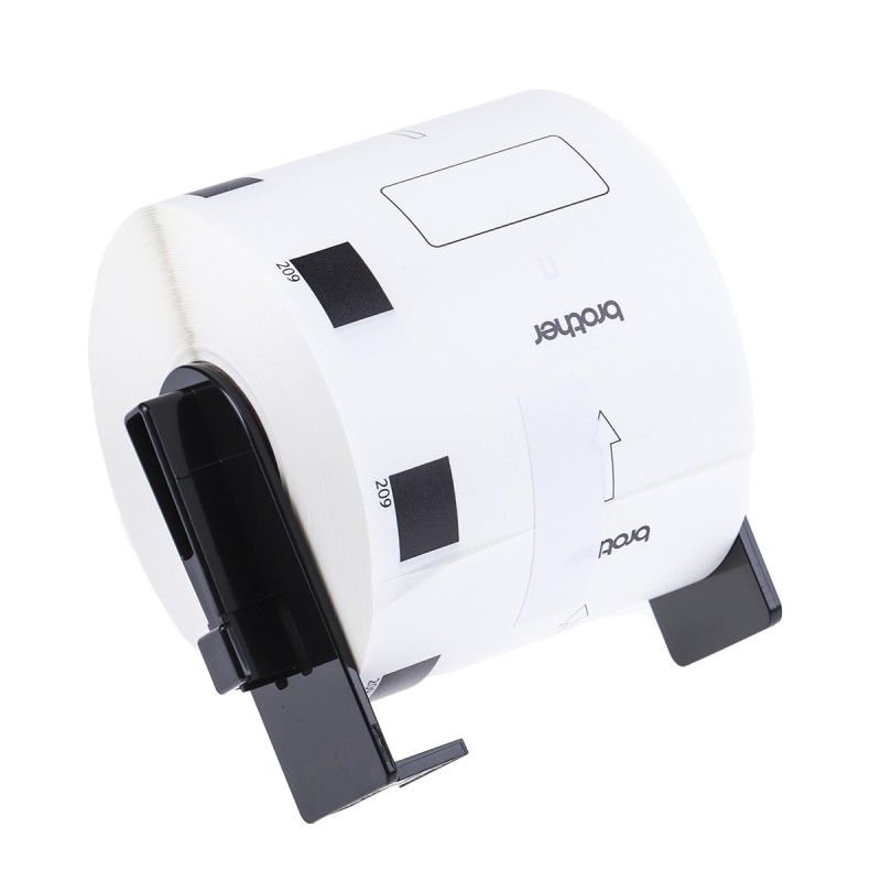 1 Box of 800 - Brother White Black Print Label Roll, 62mm Width, 29mm Height, 800Per Roll Qty