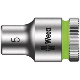 1 pcs - Wera 1/4 in Drive 5mm Standard Socket, 6 point, 23 mm Overall Length