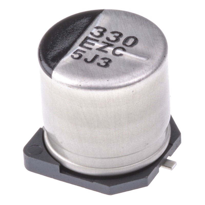 10 pcs - Panasonic 330μF Surface Mount Polymer Capacitor, 25V dc