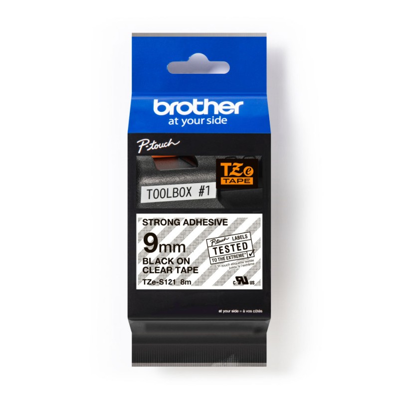 1 pcs - Brother Black on Clear Label Printer Tape, 8 m Length, 9 mm Width