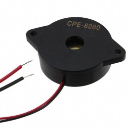 1 pcs : CPE-6080 - Buzzers Transducer, Externally Driven Piezo 10 V 10mA 80dB @ 10V, 10cm Panel Mount, Flange Wire Leads