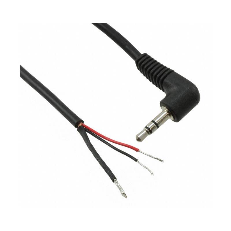 1 pcs : CA-2208 - Cable Stereo (3 Conductor, TRS) Phone Plug, 3.5mm (1/8'), Right Angle To Cable (Round) 6.0' (1.83m)