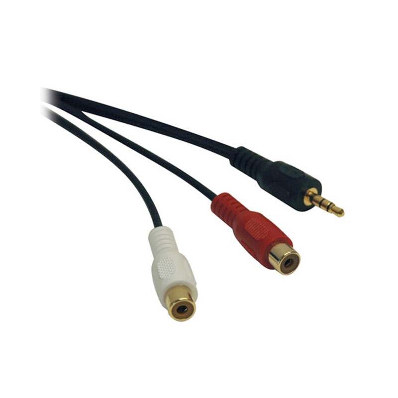 1 pcs : P315-06N - Cable Stereo Phono (RCA) Jack (2) To Phone Plug, 3.5mm (1/8') 0.5' (15.20cm)