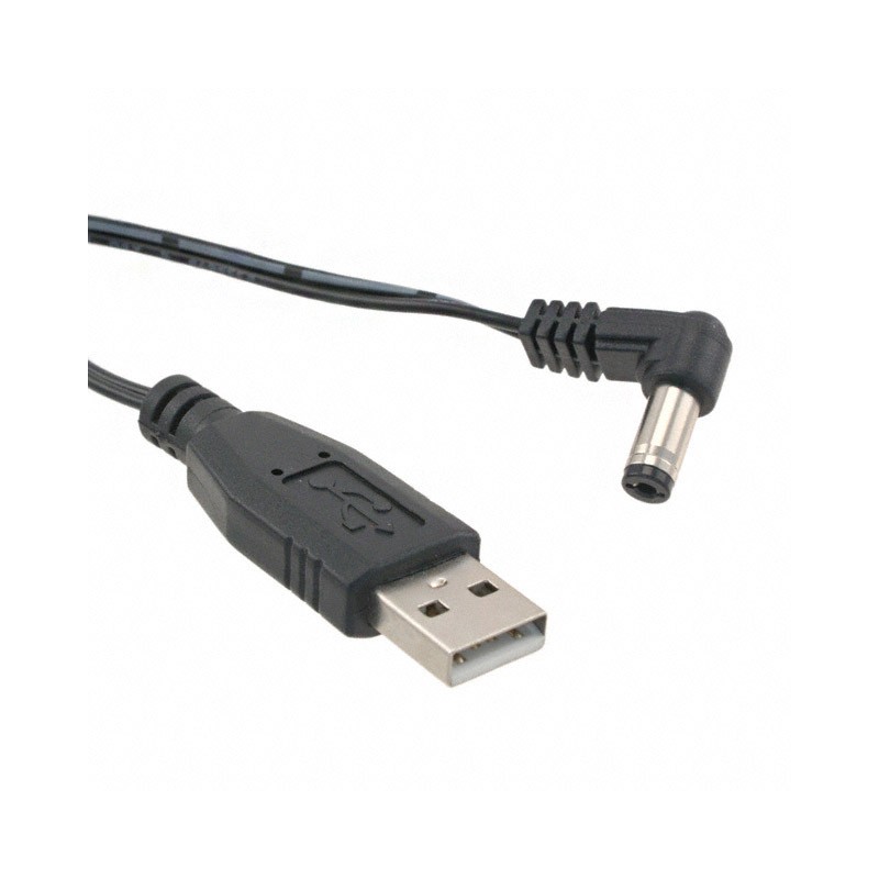 1 pcs : 10-00242 - Cable Assembly Barrel Plug, Right Angle - 2.1mm ID, 5.5mm OD to USB A Male Plug 6.00' (1.83m)