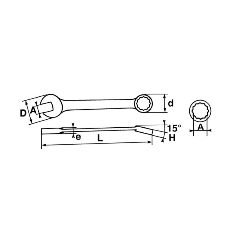 1 pcs - SAM Combination Spanner, 24mm, Metric, Height Safe, Double Ended, 264 mm Overall