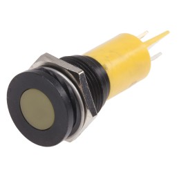 1 pcs - RS PRO Yellow Panel Mount Indicator, 12V, 16mm Mounting Hole Size, Solder Tab Termination