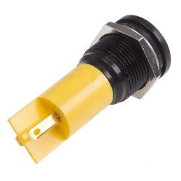 1 pcs - RS PRO Yellow Panel Mount Indicator, 12V, 16mm Mounting Hole Size, Solder Tab Termination