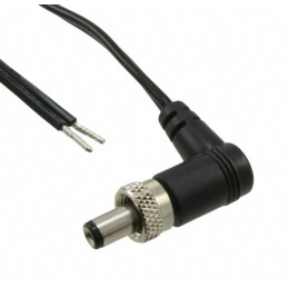 1 pcs : 10-00124 - Cable Assembly 2.5mm ID, 5.5mm OD Plug, Right Angle, Thread Lock, to Wire Leads Flat 6.6' (2.00m)