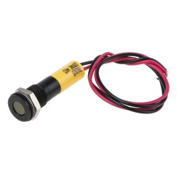 1 pcs - RS PRO Yellow Panel Mount Indicator, 220V ac, 8mm Mounting Hole Size, Lead Wires Termination, IP67