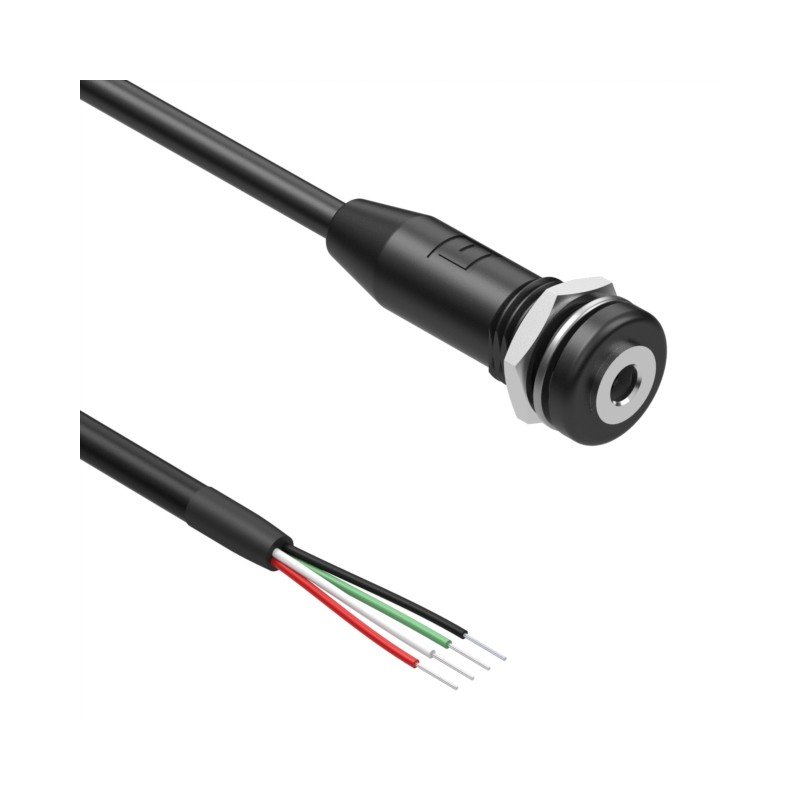 1 pcs : 10-03707 - Cable Stereo (4 Conductor, TRRS) Phone Jack, 3.5mm (1/8'), Panel Mount To Cable (Round) 1.0' (30.50cm)