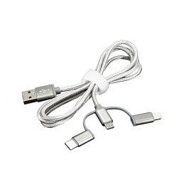 1 pcs : 3679 - Cable Assembly USB A Male Plug to Micro USB B Male, USB C Male, and i5 Lightning Connector 3.28' (1.00m)