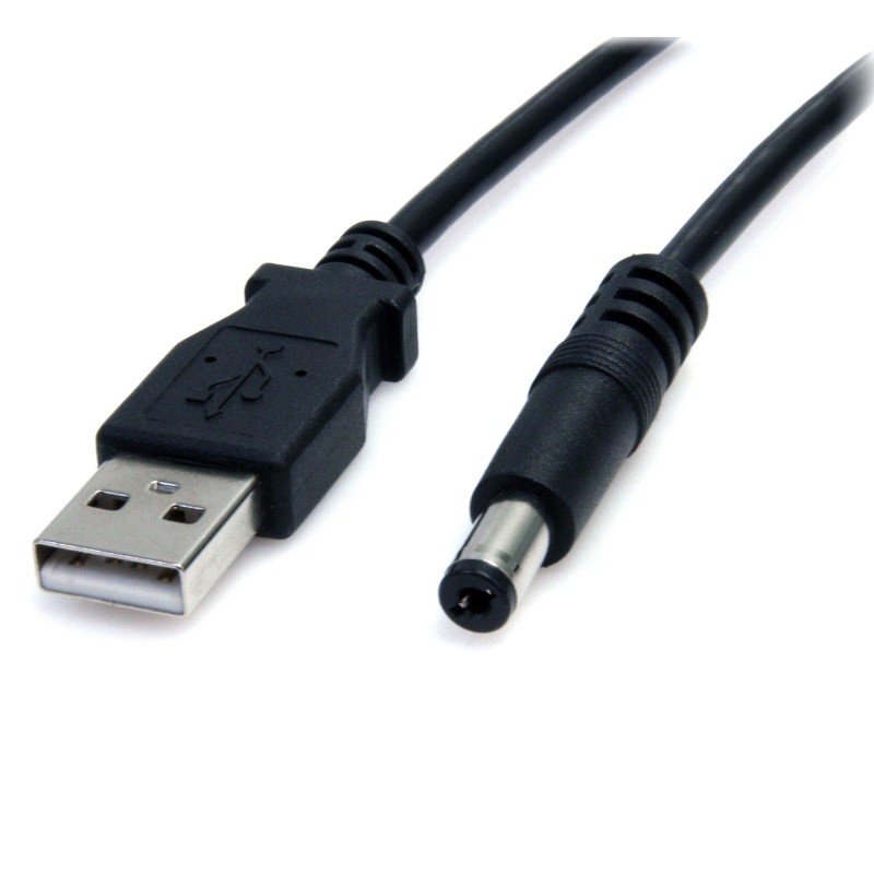 1 pcs : USB2TYPEM - Cable Assembly Barrel Plug - 2.1mm ID, 5.5mm OD to USB A Plug 3.00' (914.4mm)