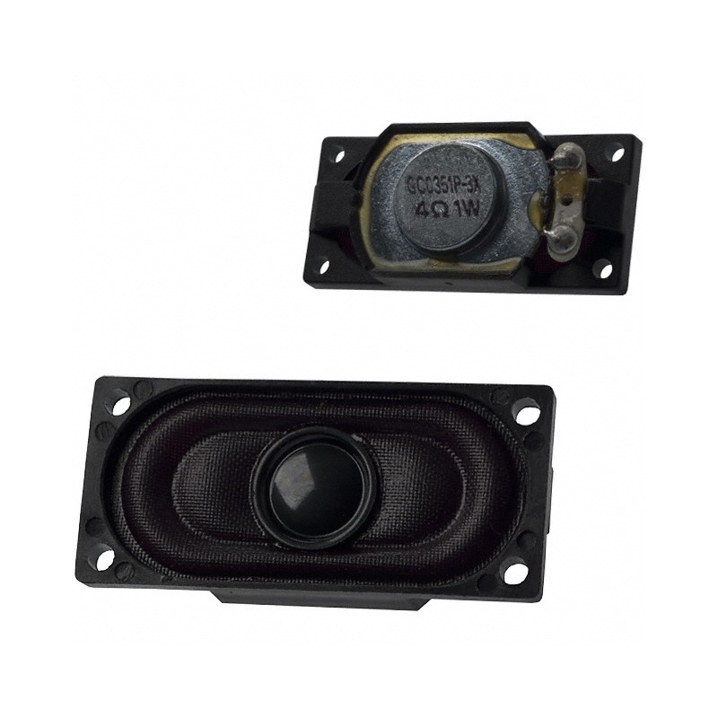 1 pcs : GC0351P-3 - 4 Ohms General Purpose Speaker 1 W 630 Hz ~ 13 kHz Top Oval, Rectangular Frame
