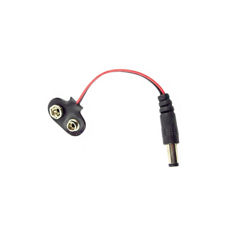 1 pcs : 4132 - Battery Connector, Snap 9V 1 Cell Barrel Plug, 2.1mm I.D. x 5.5mm O.D.