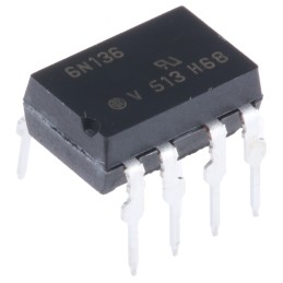 10 pcs - Vishay, 6N136 DC Input Transistor Output Optocoupler, Through Hole, 8-Pin DIP