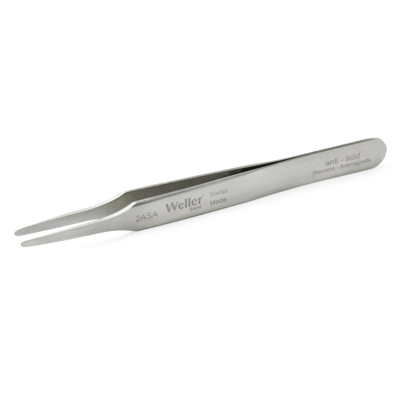 1 pcs - Weller Erem 120 mm, Stainless Steel, Flat, Rounded, Tweezers
