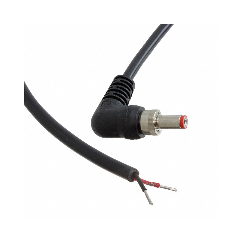 1 pcs : CARA762K07984 - Cable Assembly 2.1mm ID, 5.5mm OD Plug, Thread Lock, to Wire Leads Round 6.6' (2.00m)