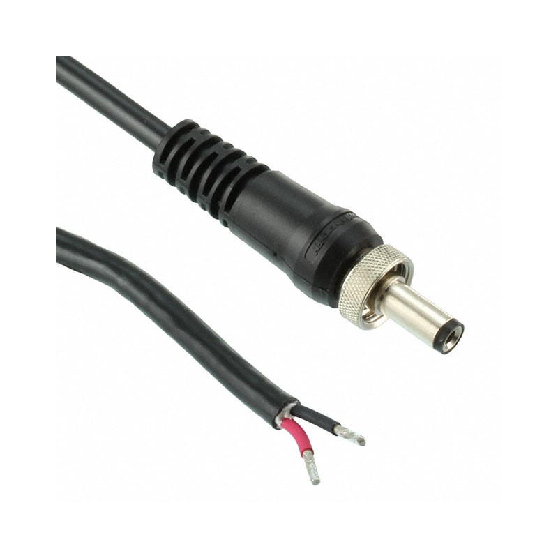 1 pcs : CA761KS07984 - Cable Assembly 2.5mm ID, 5.5mm OD Plug, Thread Lock, Sealed, to Wire Leads Round 6.6' (2.00m)