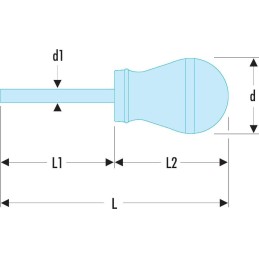 1 pcs - Facom Slotted Stubby Screwdriver, 6.5 mm Tip, 35 mm Blade, 91 mm Overall