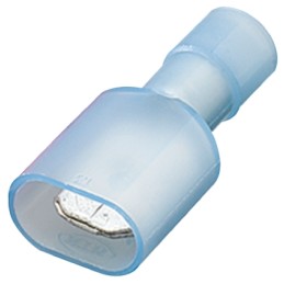 1 Pack of 5 - Nichifu TMEDN Blue Insulated Male Spade Connector, Tab, 0.25 x 0.032in Tab Size, 2mm² to 2mm²