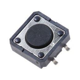10 pcs - Black Cap Tactile Switch, SPST 50 mA @ 24 V dc 0.4mm Through Hole