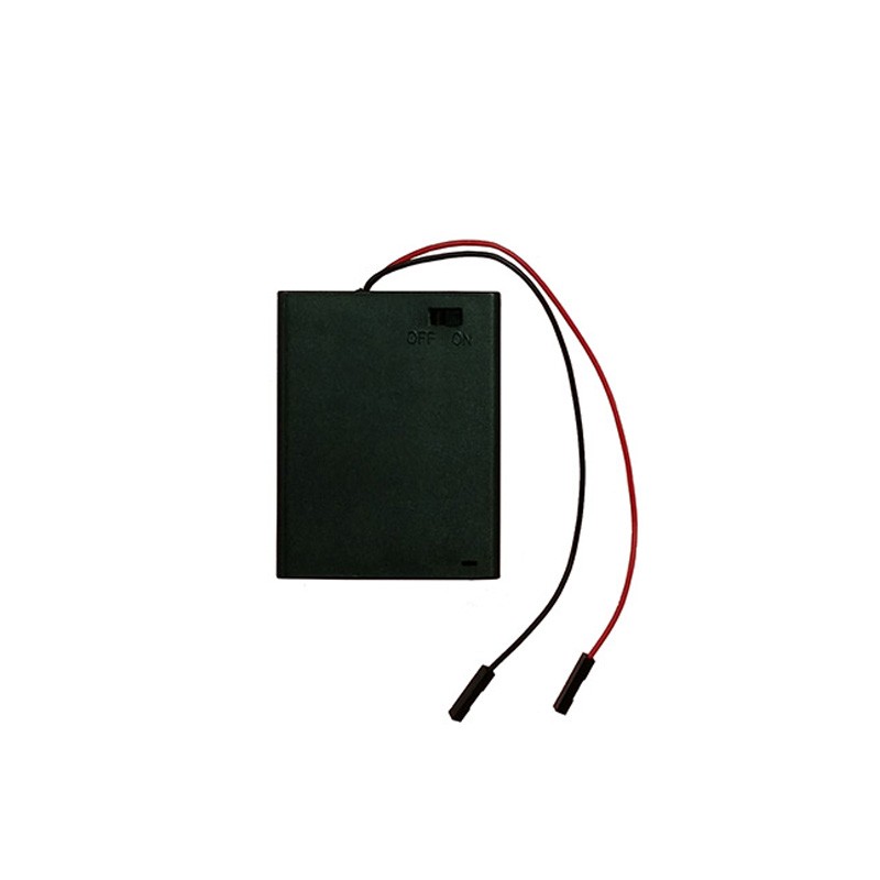 1 pcs : BHF-4A3 - Battery Holder (Covered) AAA 4 Cell Wire Leads with Connector