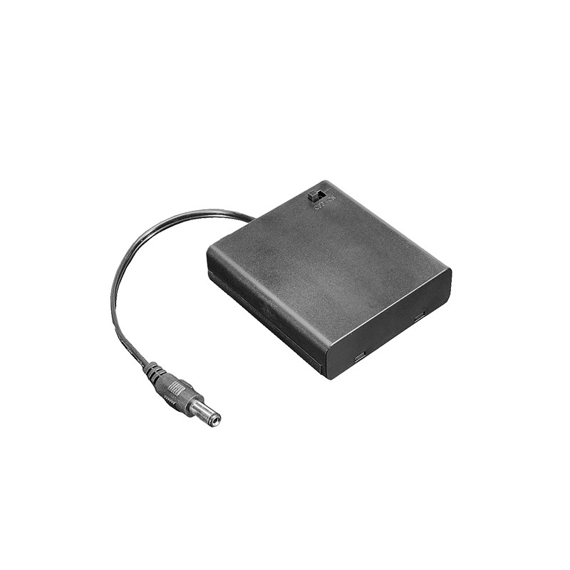 1 pcs : 3788 - Battery Holder (Covered) AA 4 Cell Barrel Plug, 2.1mm I.D. x 5.5mm O.D.