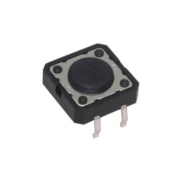 10 pcs - Black Button Tactile Switch, SPST 0.6 VA Through Hole