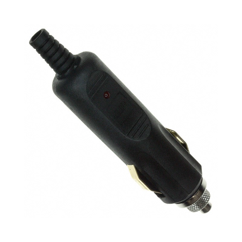 1 pcs : APP-001-20AMP - Auto Power Plug Cigarette Lighter Assembly 12 V 20 A Fused, LED Indicator, PBT, Strain Relief Black