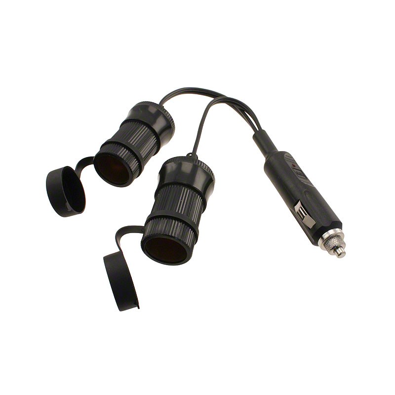 1 pcs : ZA5072 - Cable, Auto Power Plug to Dual Auto Power Sockets Cigarette Lighter Assembly 12 V 10 A 8' (203mm) Cord, ABS, Fu