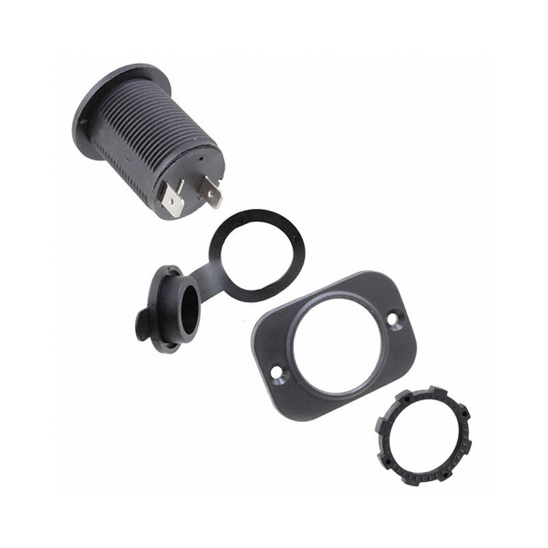 1 pcs : AS212C - Auto Power Socket Cigarette Lighter Assembly 12 V 20 A Lockable, Nylon, Vibration and Weather Resistant Black