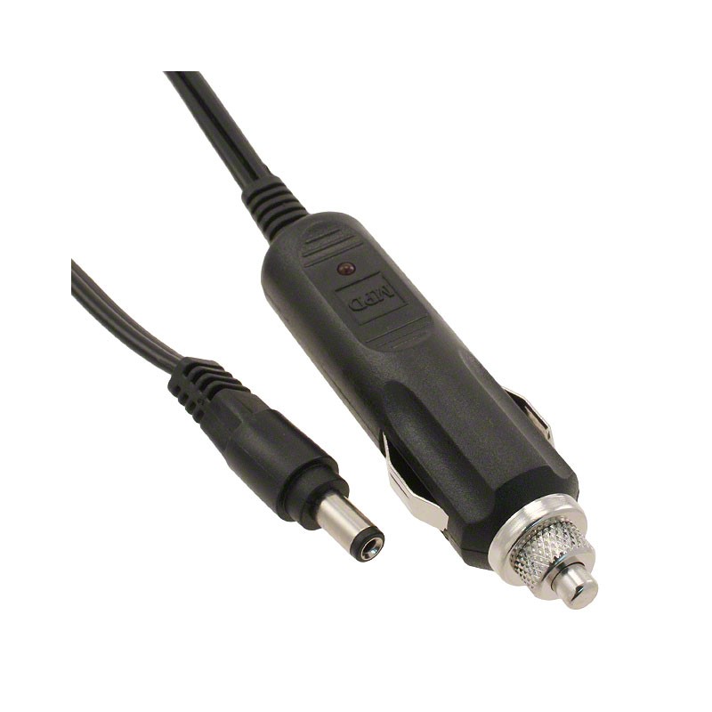 1 pcs : ZA5074 - Cable, Auto Power Plug to 2.1mm DC Plug Cigarette Lighter Assembly 12 V 5 A 12' (3.65m) Coiled Cord, ABS, Fused