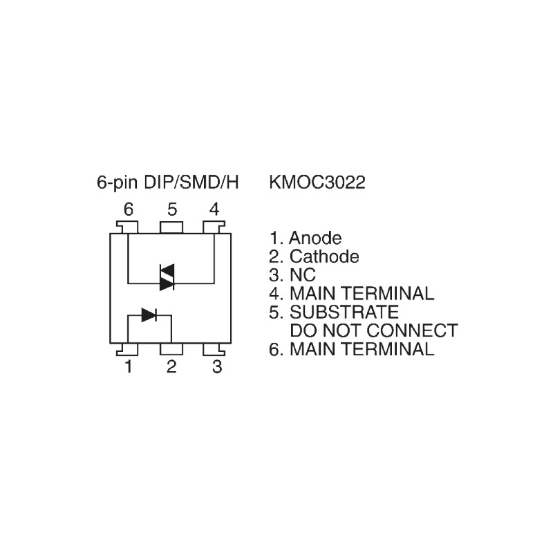 10 pcs - Cosmo, KM0C3022 Phototriac Output Optocoupler, Through Hole, 6-Pin DIP