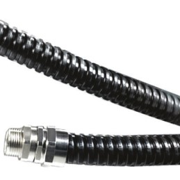 1 Reel of 10 M - HellermannTyton Flexible Conduit, 16mm Nominal Diameter, Galvanised Steel, Black