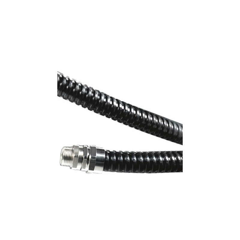 1 Reel of 10 M - HellermannTyton Flexible Conduit, 16mm Nominal Diameter, Galvanised Steel, Black
