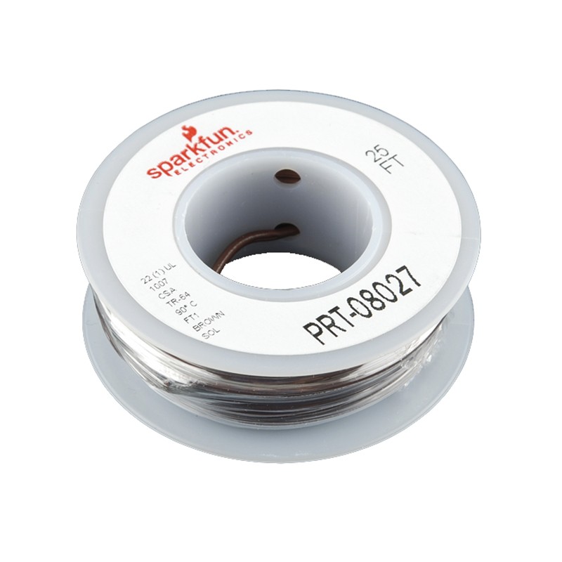 1 pcs : PRT-08027 - HOOK-UP SOLID 22AWG BROWN 25'