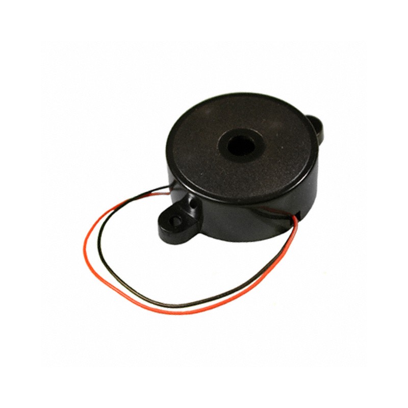 1 pcs : PK-20A38WQ - Buzzers Indicator, Internally Driven Piezo 12 V 12mA 3.8kHz 95dB @ 12V, 30cm Panel Mount, Flange Wire Leads