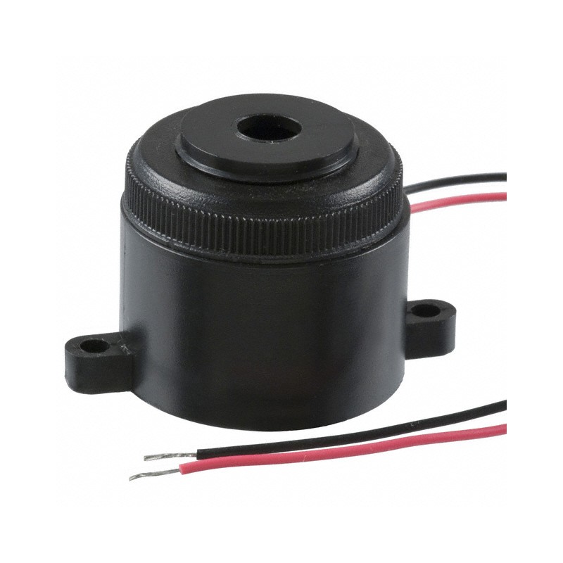 1 pcs : PL-20A35EWQ - Buzzers Indicator, Internally Driven Piezo 12 V 10mA 3.5kHz 95dB @ 12V, 30cm Panel Mount, Flange Wire Lead
